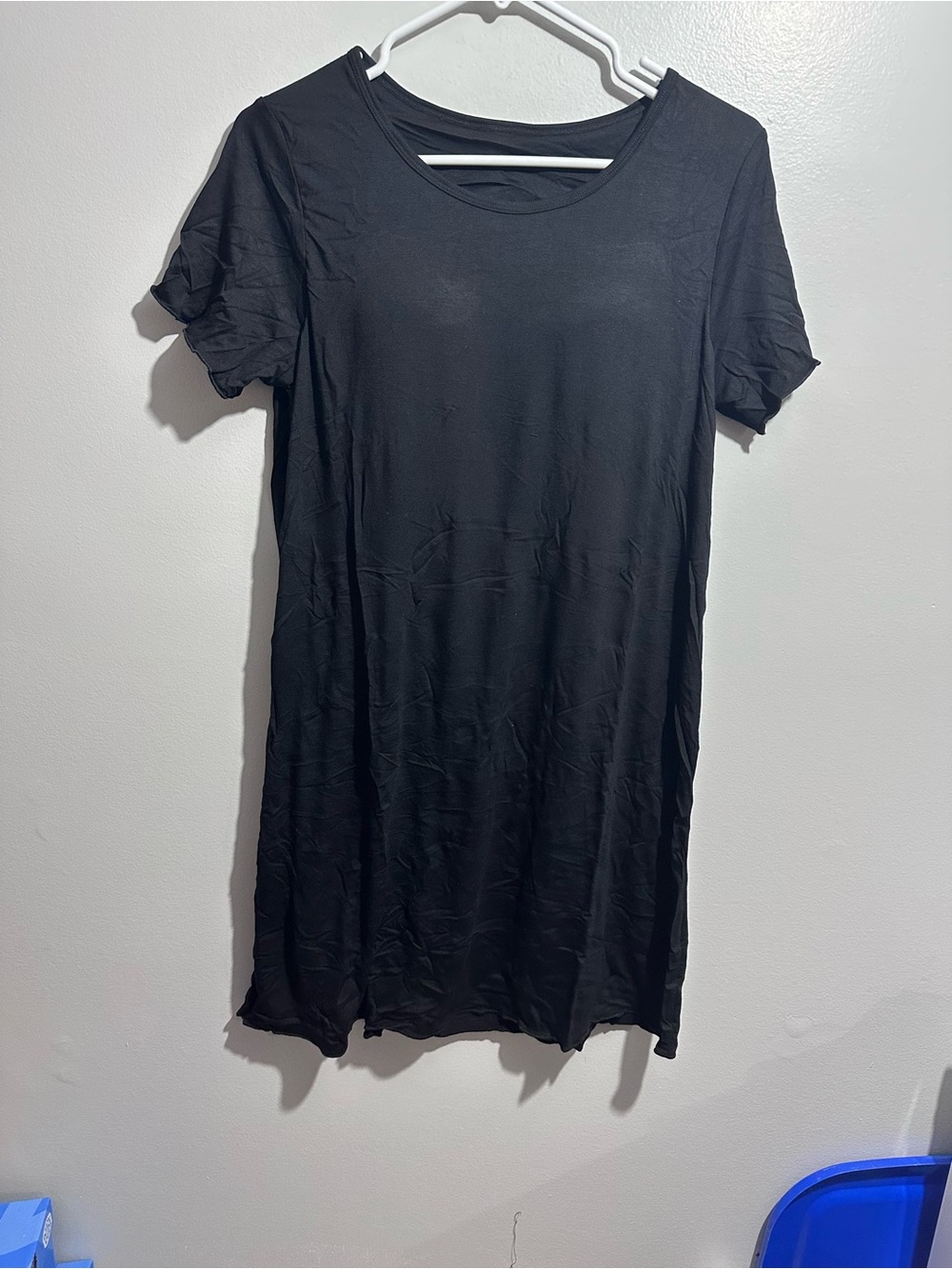 Everyday Black Short Sleeve Mini Dress Built-in Padded Shelf Bra Size XL (1490)